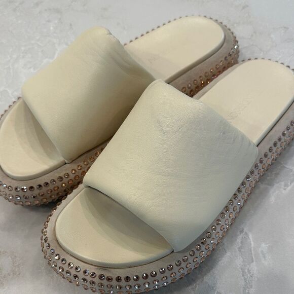 JW ANDERSON Shoes - JW Anderson Cream Embellished Slide Sandals